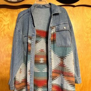 Western Aztec Denim Jacket